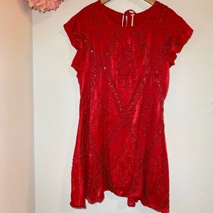Free People Beaded Ruby Red